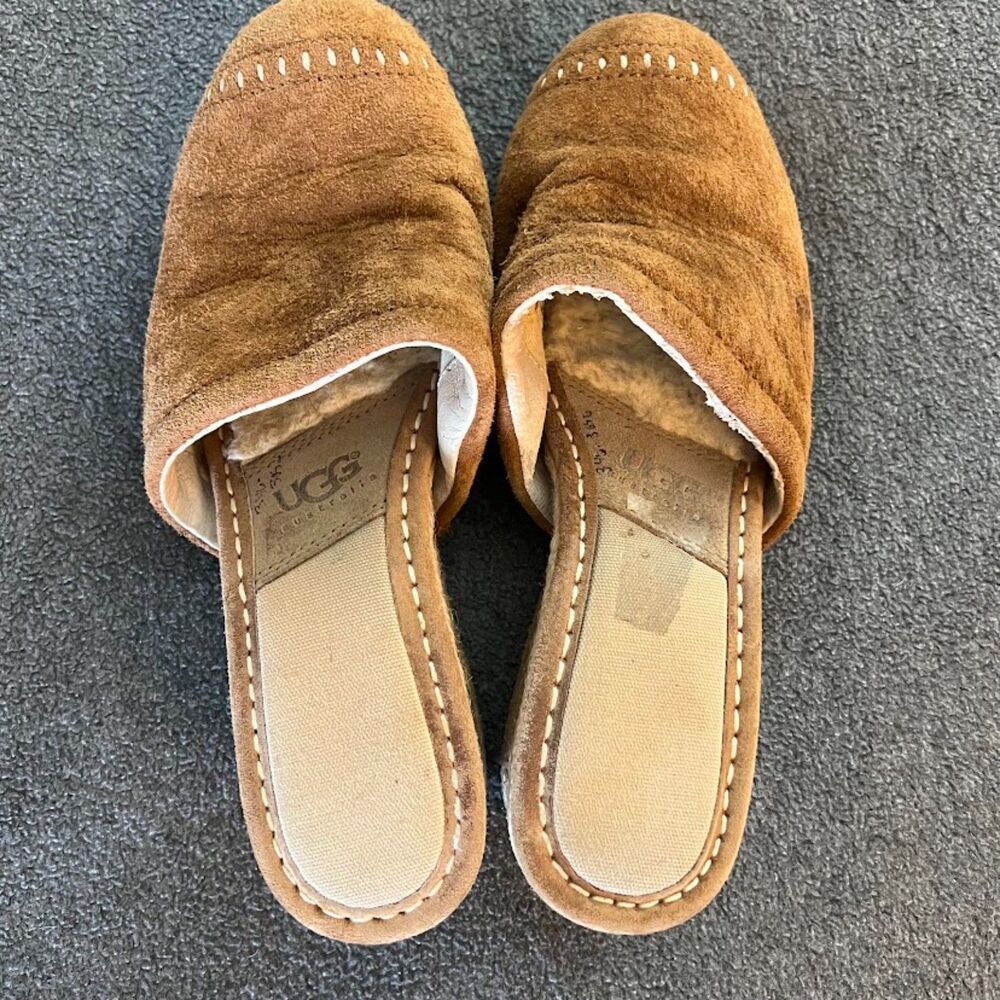 Women's Ugg Brown Suede Wedge Clogs, Size US 8 - Picture 4 of 5